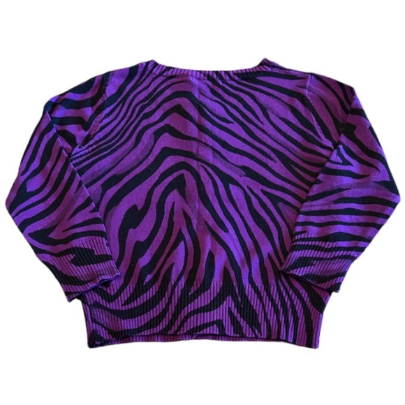 Takara Girls 3/4 Sleeve Sweater Black Purple Zebra Print - Picture 5 of 6